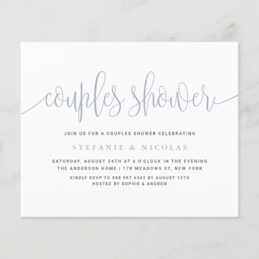 Papier Faire-part de Baby Shower pour couples en calligra (Devant)