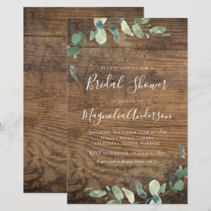 Papier Faire-part de Baby Shower rustique eucalyptus BUDG