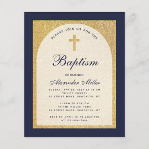 Papier Faire-part de baptême bleu marine garçon Budget