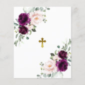 Papier Faire-part de baptême de bébé fille avec des roses (Dos)