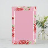 Papier Faire part de bapteme de mariage à motif floral cl (Debout devant)