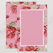 Papier Faire part de bapteme de mariage à motif floral cl (Devant / Derrière)