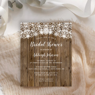 Papier Faire-part de bapteme de mariage en bois rustique