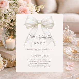 Papier Faire-part de bapteme de mariage noeud en perles d