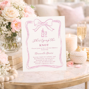 Papier Faire-part de bapteme de mariage rose noeud papill