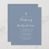Papier Faire-part de baptême Dusty Blue à petit prix (Devant / Derrière)