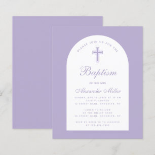 Papier Faire-part de baptême garçon arche budget lavande