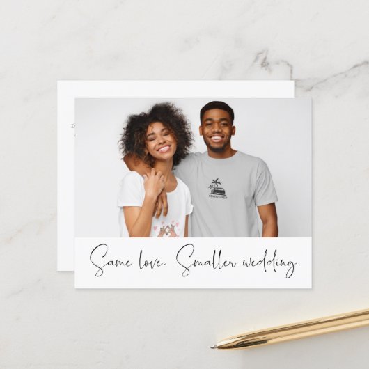 Papier Faire-part de budget photo Mariage plus petit (Devant/Arrière en situation)