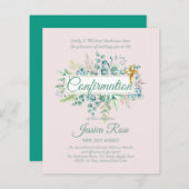 Papier Faire-part de Confirmation Eucalyptus Verdure Boug (Devant / Derrière)