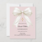 Papier Faire-part de confirmation perle d'ivory rose pous (Devant)