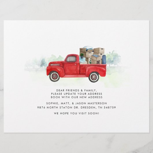 Papier Faire-part de déplacement de l'aquarelle déplacée  (Dos)