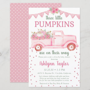 Papier Faire-part de douche bébé Budget Triplets Rose Pet