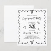 Papier Faire-part de fête de fiançailles à cadre ondulé f (Devant / Derrière)