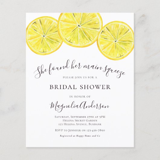 Papier Faire-part de Fiançailles Citron Budget (Devant)