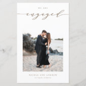 Papier Faire-part de Fiançailles de script Whimsical Taup (Devant)