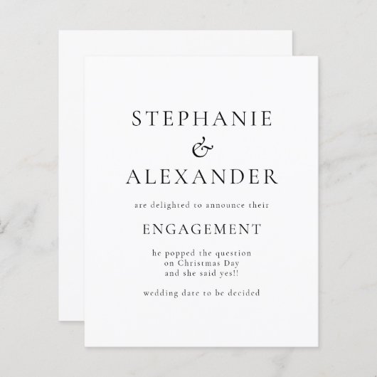 Papier Faire-part de Fiançailles de texte simple du budge (Devant / Derrière)