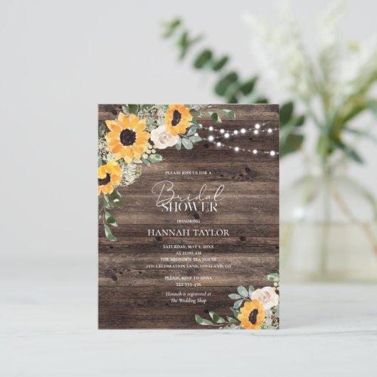 Papier Faire-part de Fiançailles en Bois Rustique de Tour (Debout devant)