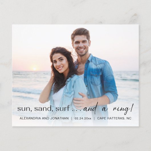 Papier Faire-part de Fiançailles photo du Surf de la mer  (Devant)