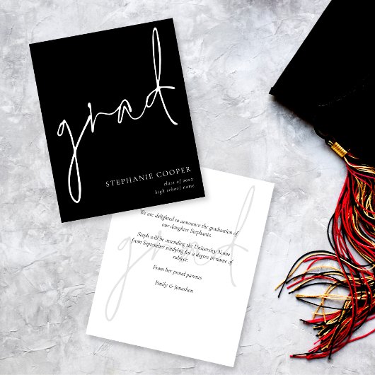 Papier Faire-part de fin d'études monochrome du script bu