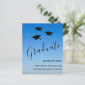 Papier Faire-part de graduation bleu budget (Debout devant)