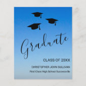 Papier Faire-part de graduation bleu budget (Devant)