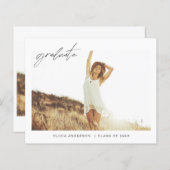 Papier Faire-part de graduation budgétaire photo minimali (Devant / Derrière)