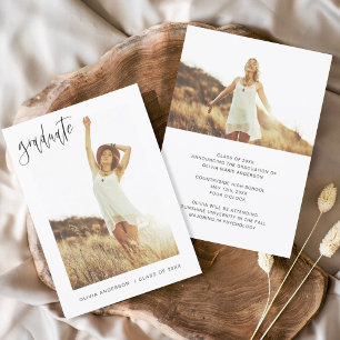 Papier Faire-part de graduation budgétaire photo minimali