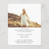 Papier Faire-part de graduation budgétaire photo minimali (Dos)