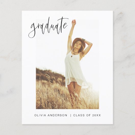 Papier Faire-part de graduation budgétaire photo minimali (Devant)