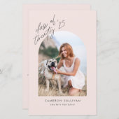 Papier faire-part de graduation de Blush Arch Photo 2025 (Devant / Derrière)