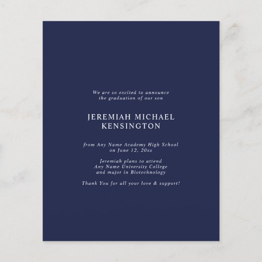 Papier Faire-part de graduation de la photo du script aud (Dos)