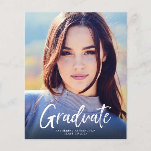 Papier Faire-part de graduation du script bleu de la mari (Devant)