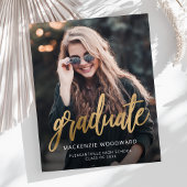 Papier Faire-part de graduation du script d'or de photo b