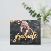 Papier Faire-part de graduation du script d'or de photo b (Debout devant)