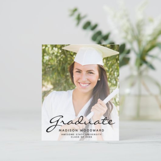 Papier Faire-part de graduation du script noir de photo b (Debout devant)