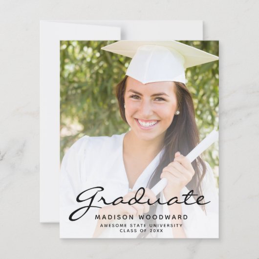 Papier Faire-part de graduation du script noir de photo b (Devant)
