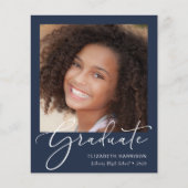 Papier Faire-part de graduation en bleu photo du script b (Devant)