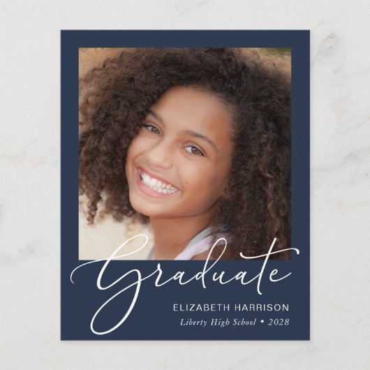 Papier Faire-part de graduation en bleu photo du script b (Devant)