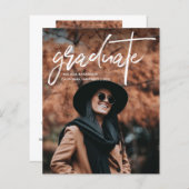 Papier Faire-part de graduation photo Chic Script 2 (Devant / Derrière)