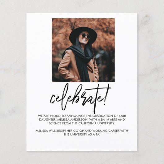 Papier Faire-part de graduation photo Chic Script 2 (Dos)