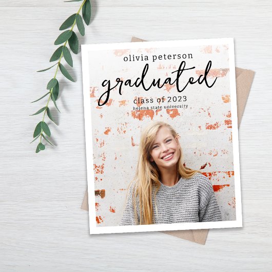 Papier Faire-part de graduation photo de script tendance