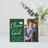 Papier Faire-part de graduation verte de la photo budgéta (Debout devant)