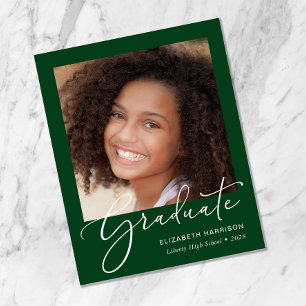 Papier Faire-part de graduation verte de la photo de scri