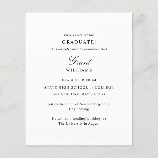 Papier Faire-part de graduation verticale de la méthode b (Dos)