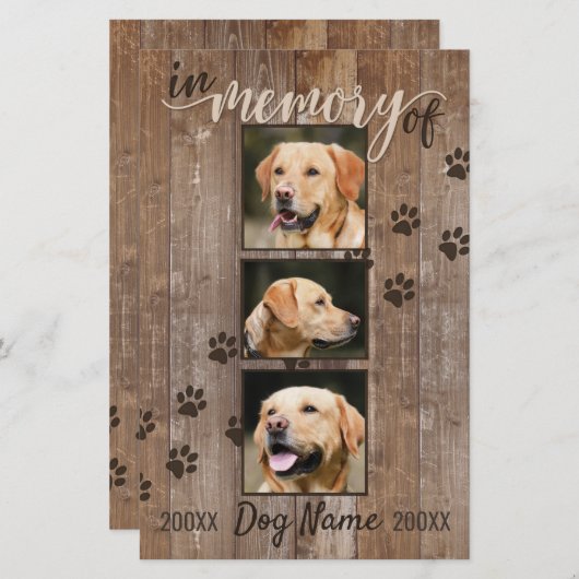 Papier Faire-part de look en bois rustique Custom Dog Mem (Devant / Derrière)