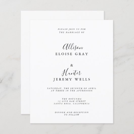 Papier Faire-part de mariage (Devant / Derrière)