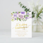 Papier Faire-part de mariage à aquarelle florale violette (Debout devant)