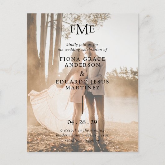 Papier Faire-part de mariage à budget avec monogramme gra (Devant)