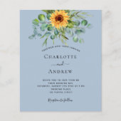 Papier Faire-part de mariage à budget bleu poussiéreux de (Devant)