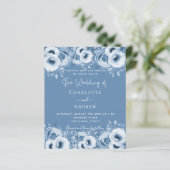 Papier Faire-part de mariage à budget chic floral bleu-du (Debout devant)